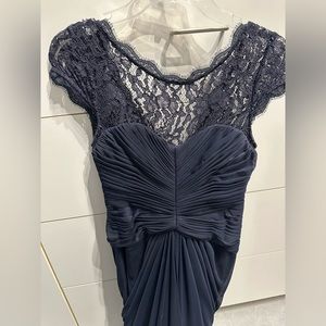 Brand New Adrianna Papell Evening Gown. Navy w/lace detail. Size 2. With tag.